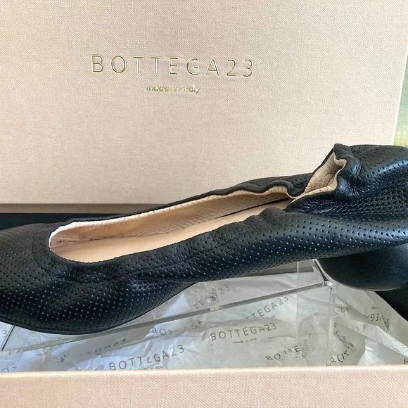 Marilyn’s by Bottega23 Black Perforated Leather Ballet Flats – Made in Italy 🇮 - Picture 13 of 15